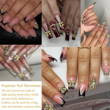 Lazo dorado de BANA ART, fácil de pegar en uñas y duradero.