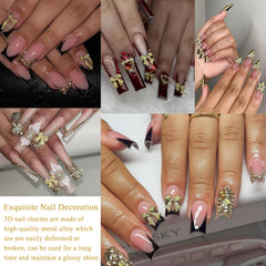 Lazo dorado de BANA ART, fácil de pegar en uñas y duradero.