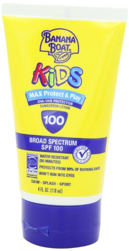 Banana Boat Kids 4-ounce tube tucked into a bag for outings
