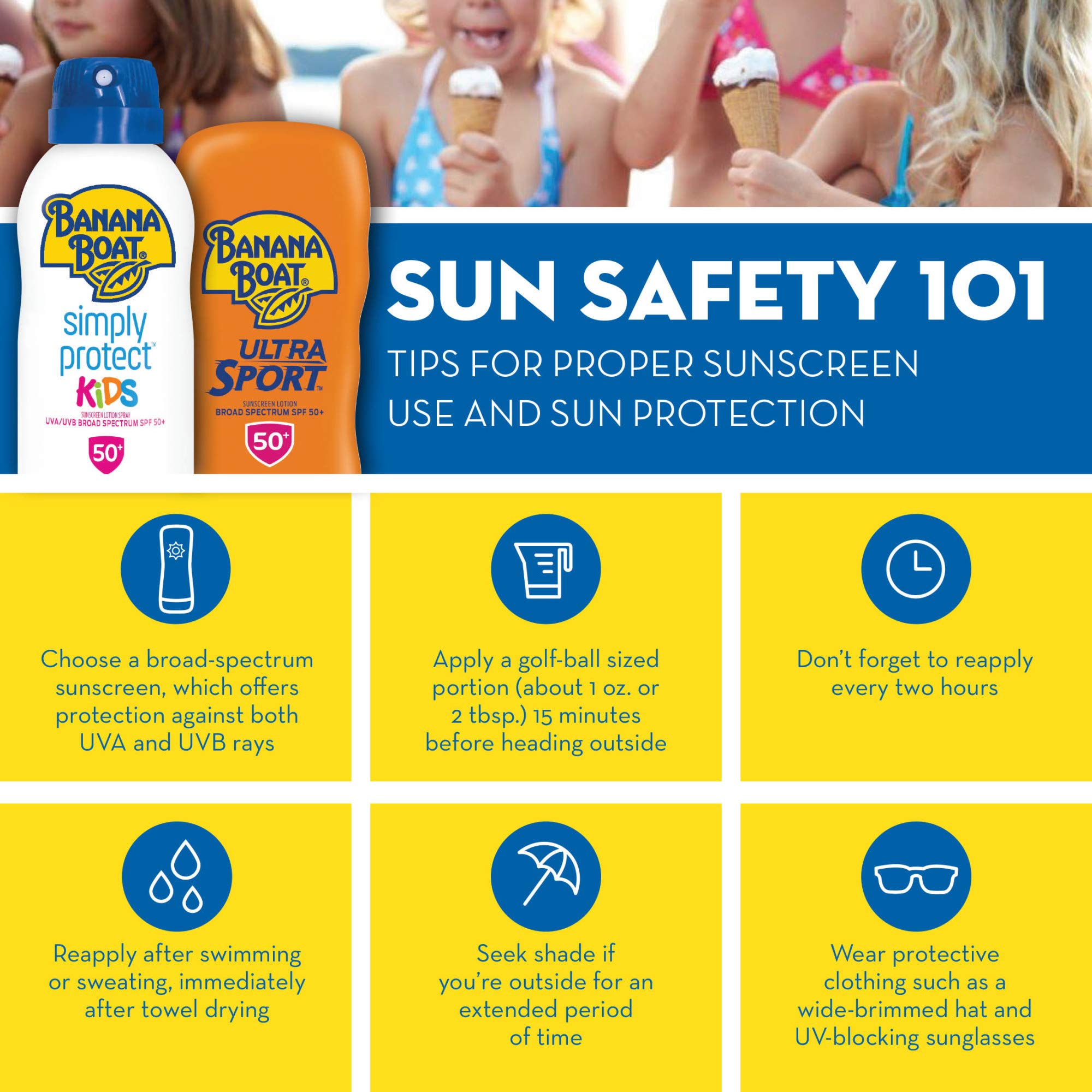 Banana Boat Kids tear-free lotion applied to a child's arm