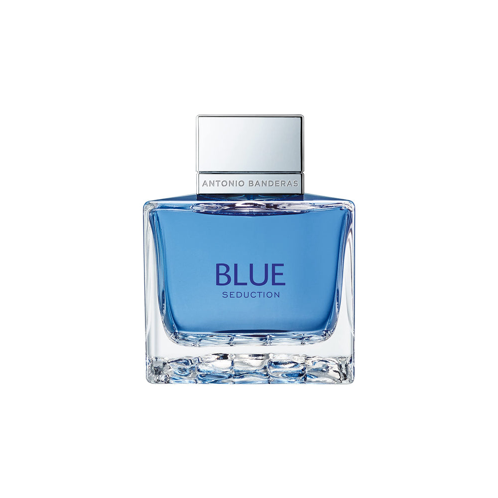 Seducción Azul de Banderas, aplicación en puntos de pulso para sensación fresca.