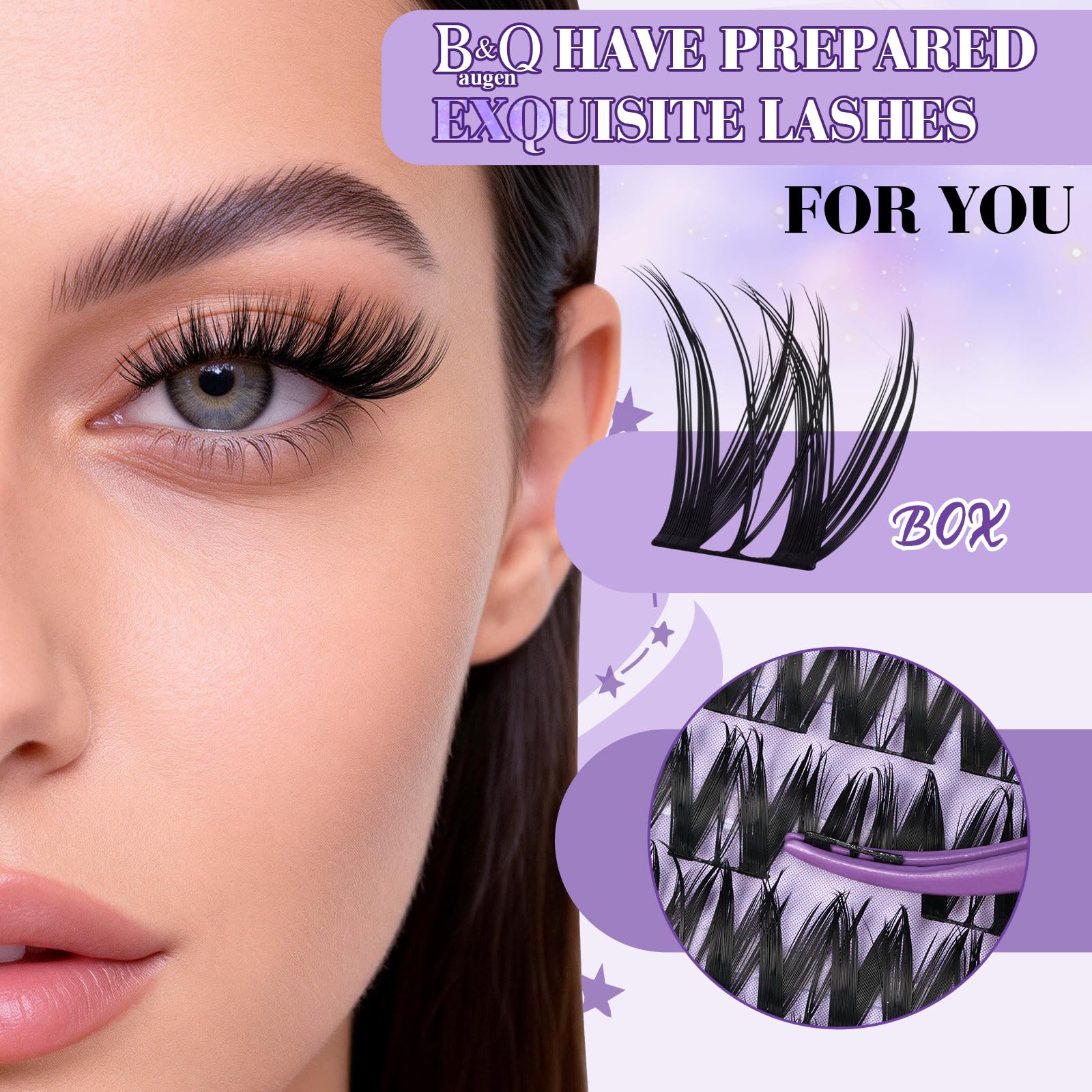 B&Qaugen Flora Lash Clusters Kit, efecto natural y acabado suave