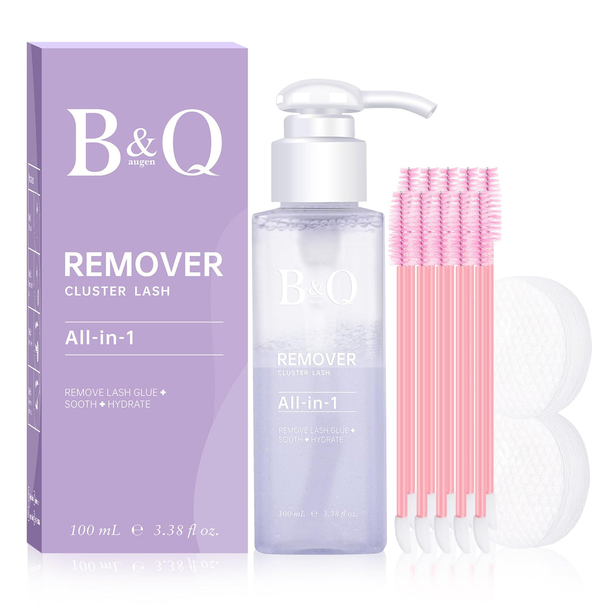 Band Qaugen removedor de pestañas 100ml en envase ergonómico para uso diario sin irritación.