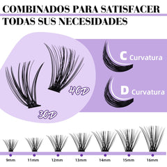 BandQaugen pestanas cluster en uso, aplicadas con pinzas para un look definido.