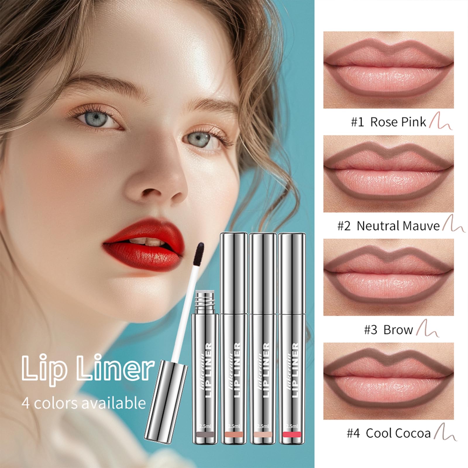 BANGFENG 4-piece lip liner stain set offers versatile color options.