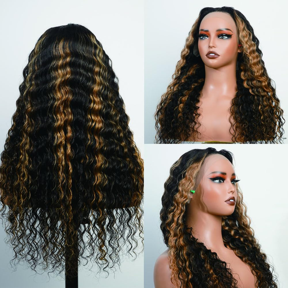 Bangjazz peluca frontal de encaje 13x4 con raya libre y acabado natural