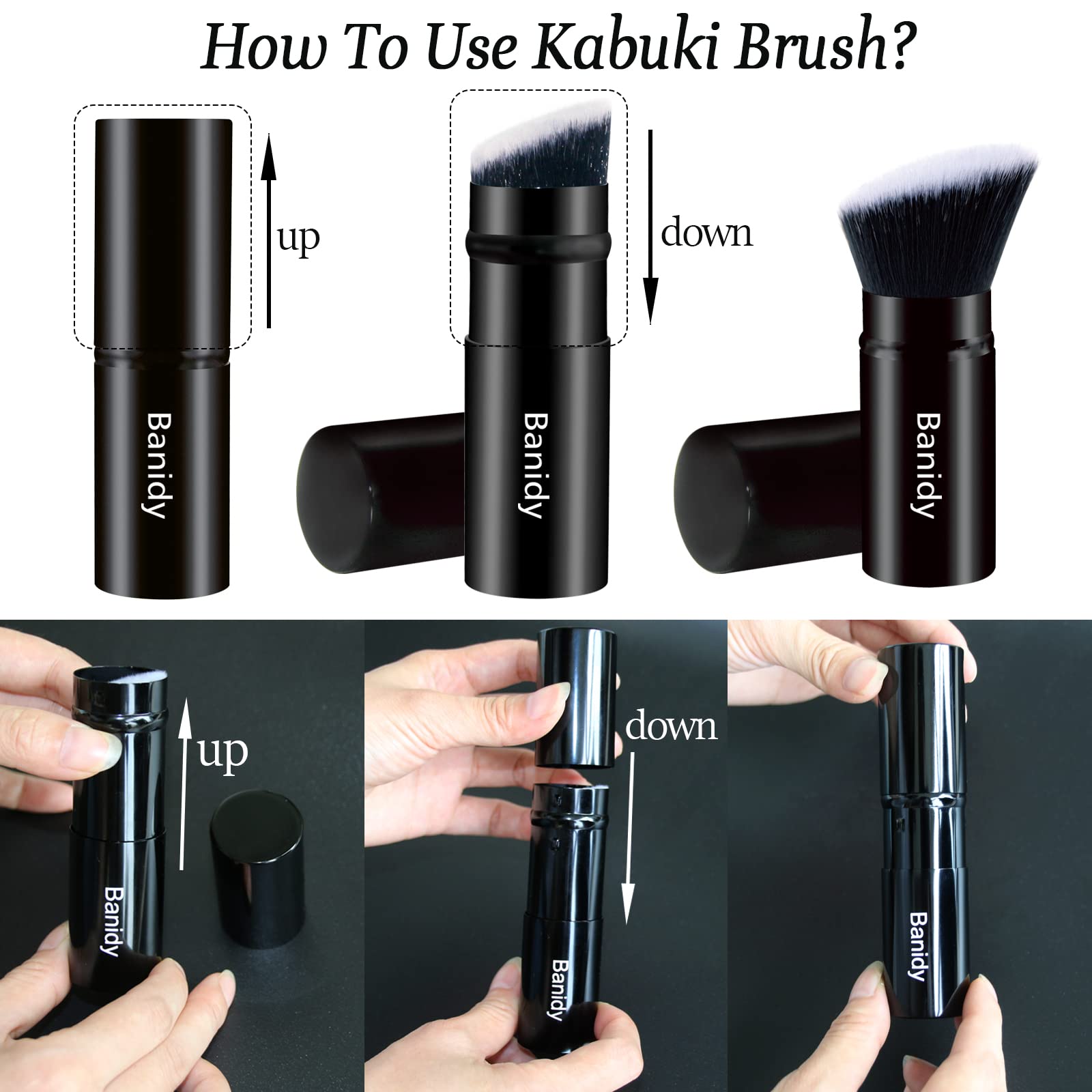 Banidy brocha kabuki para bronceador, mezcla suave y difuminado.
