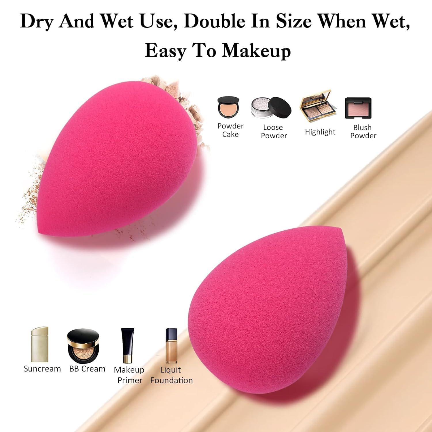 Banidy esponja uso seco y húmedo para base, corrector y BB cream