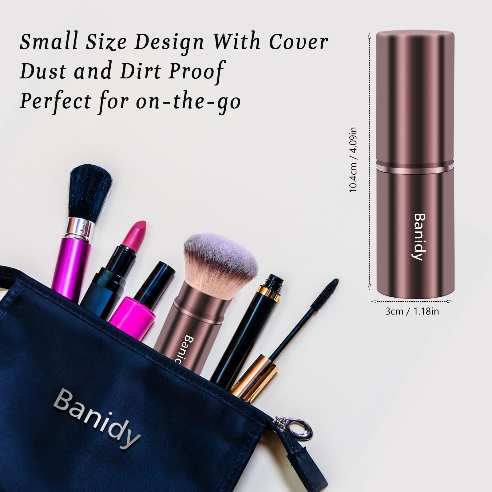 Banidy Kabuki con tubo de aluminio duradero para una aplicación suave.