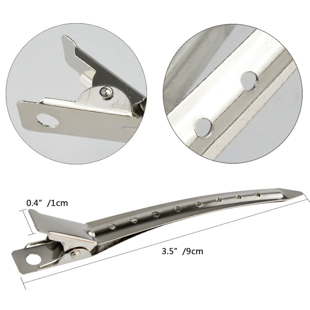 Clip metálico plateado Bantoye de 3.5 pulgadas para peinado y secado.