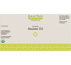Banyan Botanicals aceite de sésamo para abhyanga, ritual de auto-masaje.