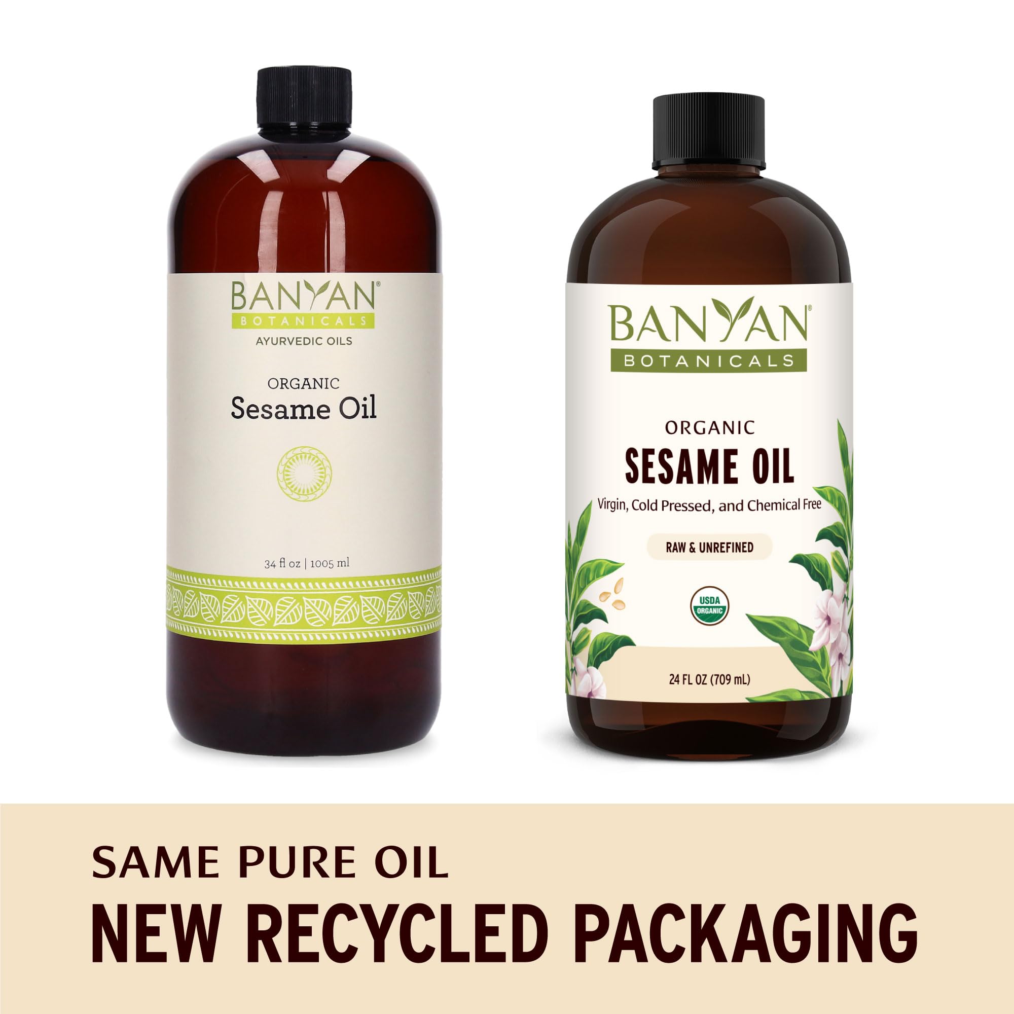 Banyan Botanicals aceite de sésamo se absorbe fácilmente para cuidado de la piel.