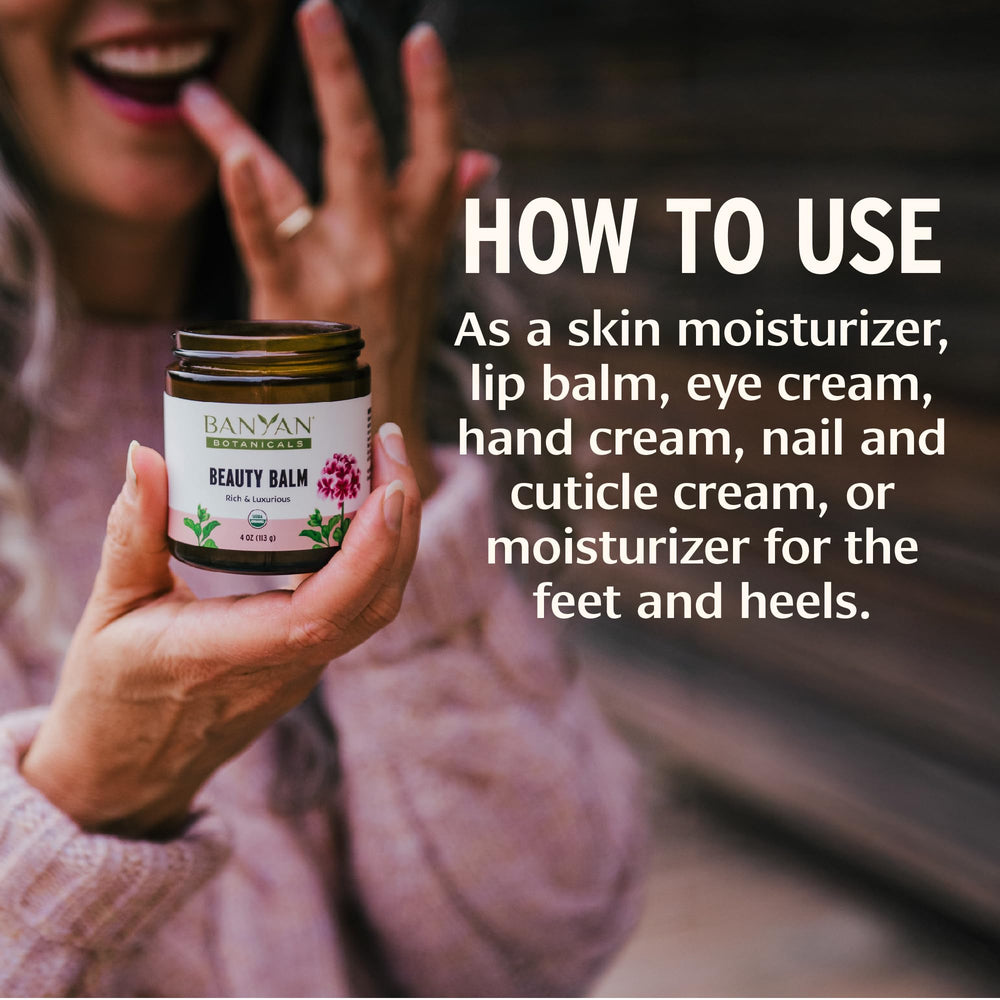 Beauty Balm Banyan Botanicals, huile-base, glisse légère et nourrissante.