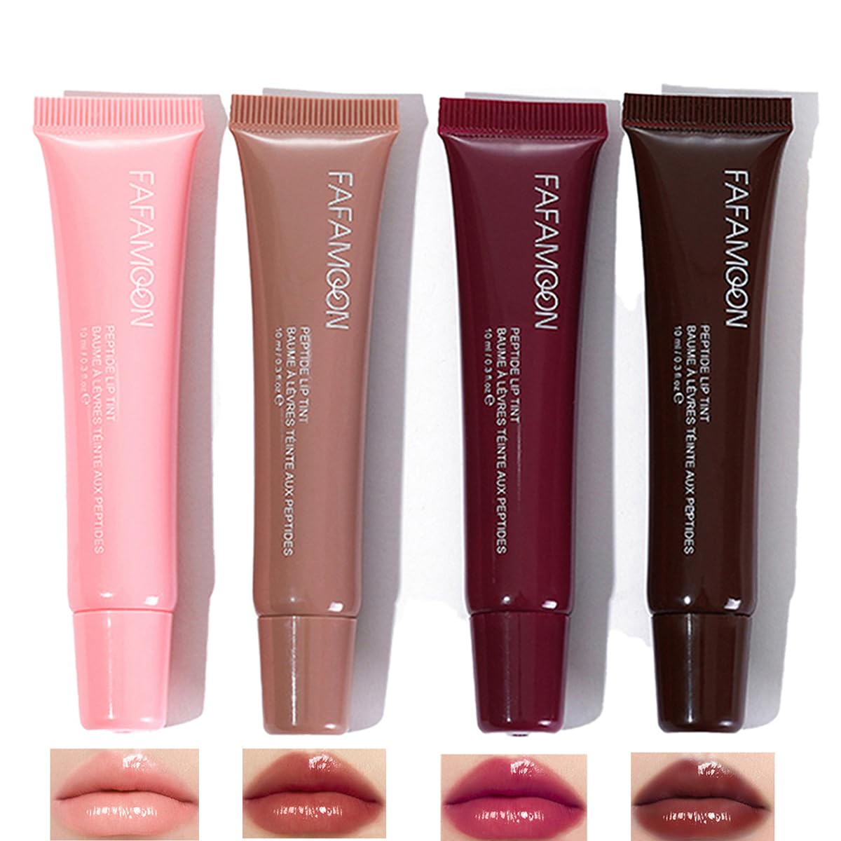 Baorder conjunto labial brillo hidratante en 4 colores para labios suaves.