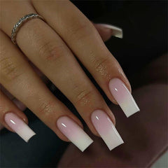 Baoyaalin uñas ombre nude rosa blanco para uso diario cómodo.