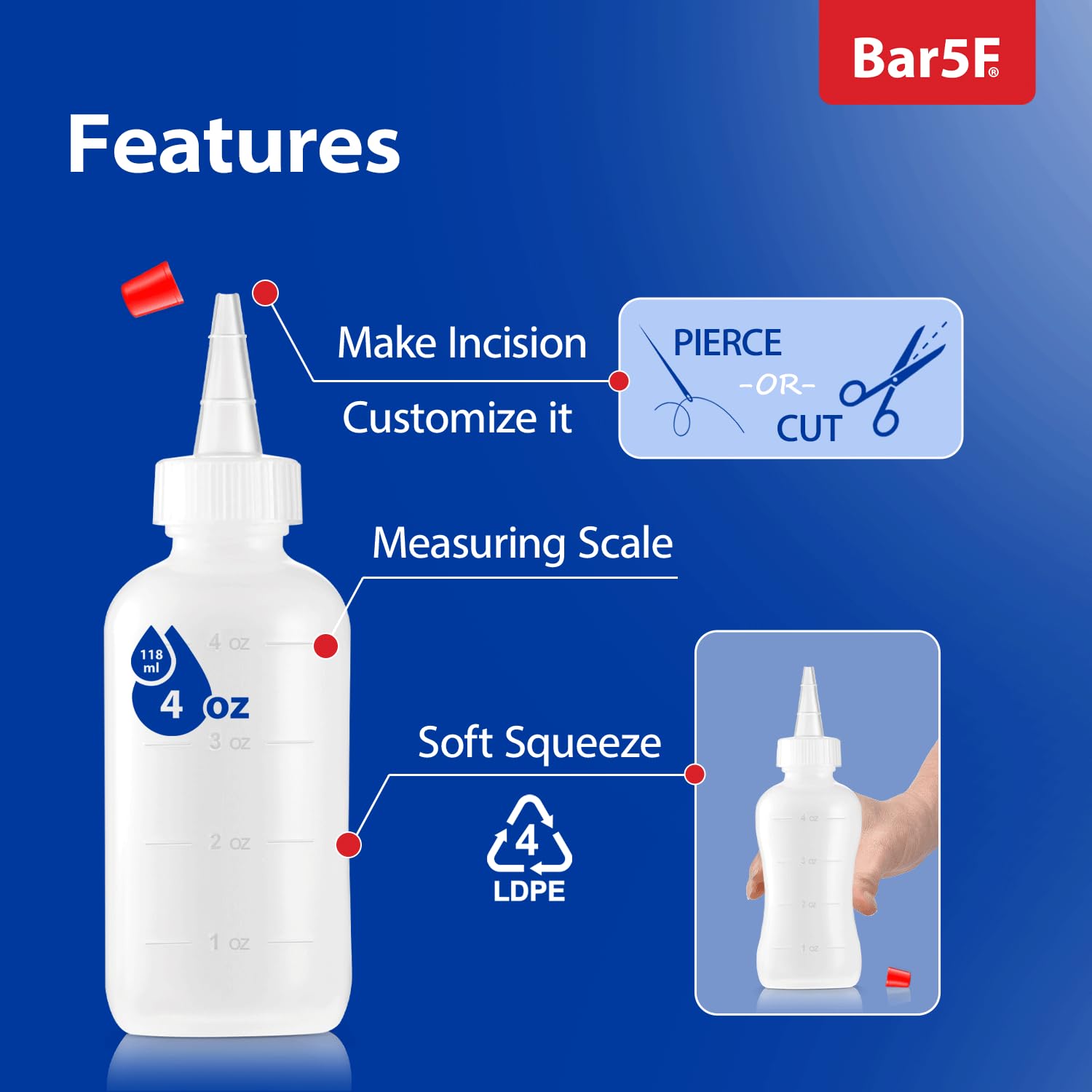 Bar5F aplicador para coloración capilar, fácil de controlar la dosis.