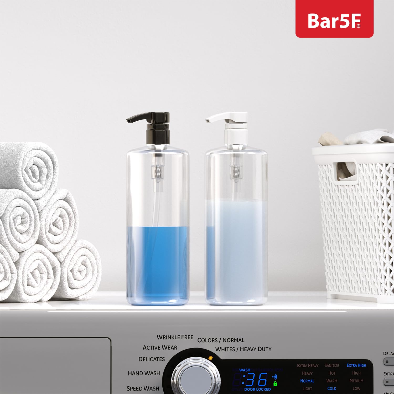 Bar5F 1-Litro Dosificadores para Champú y Acondicionador – Blanco/Negro