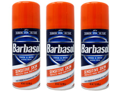 Barbasol crema de afeitar para piel sensible en paquete de tres latas para uso diario