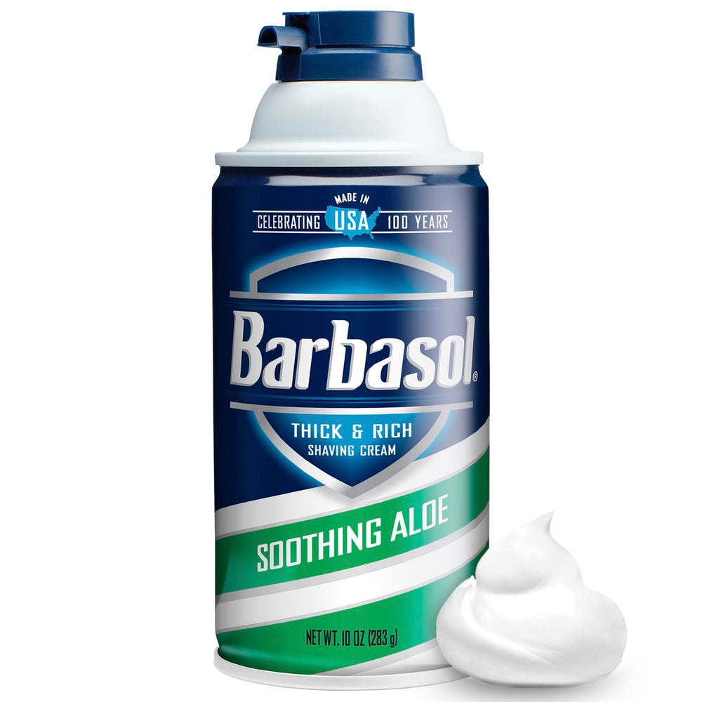 Barbasol Crème à raser Aloe épaisse et riche, bouteille 10 oz, glisse confortable.