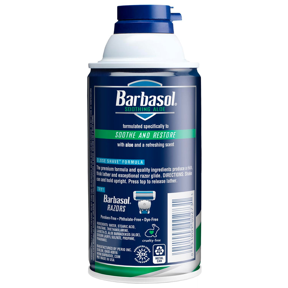 Barbasol Crème à raser Aloe épaisse et riche, pack de 12 prêt pour la routine.