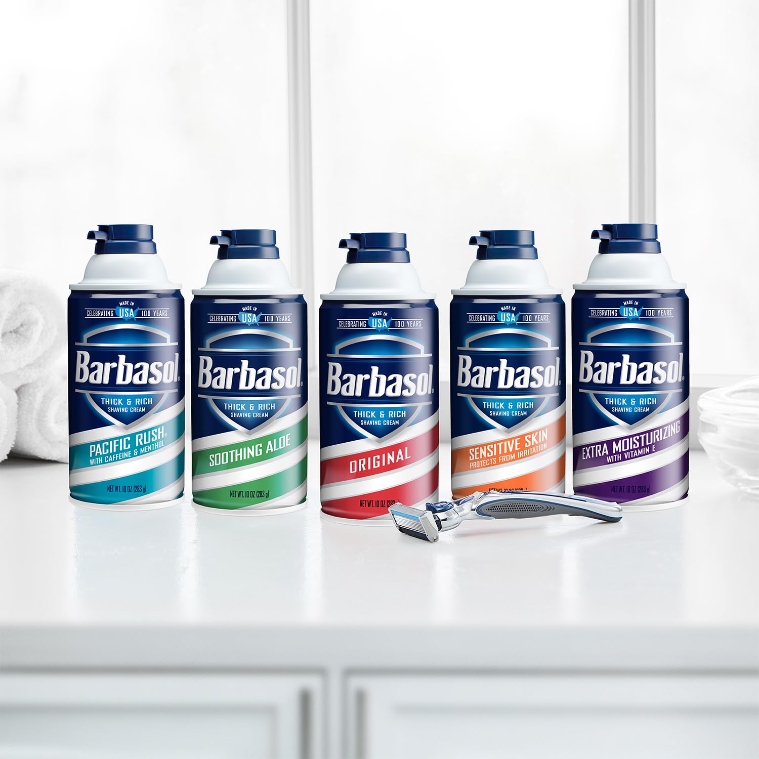 Barbasol Original uso prolongado con paquete de 12 frascos.