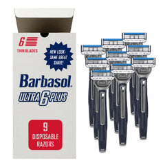Barbasol Ultra 6 Plus con 6 hojas para un afeitado suave.