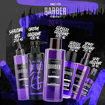 Barber Marmara Colonia: diseño simple en botella de vidrio para barberos.