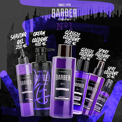 Barber Marmara Colonia: diseño simple en botella de vidrio para barberos.