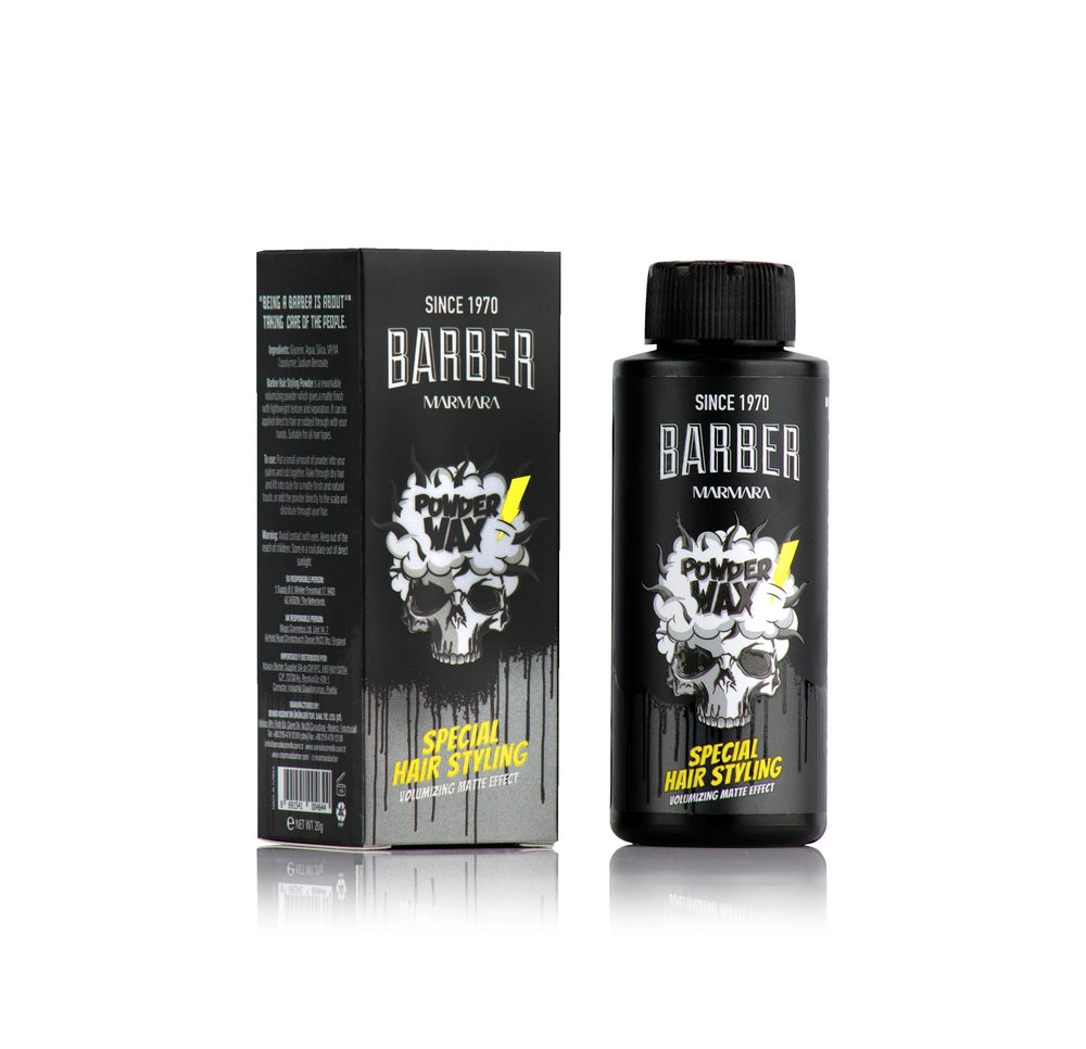 Barber Marmara Polvo pelo 20gr, textura mate para volumen natural.