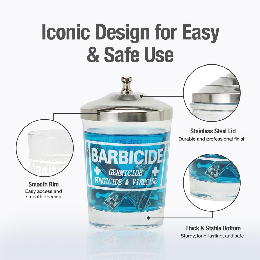 BARBICIDE Cesto filtrante de acero inoxidable facilita sumergir herramientas sin tocar la solución.