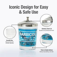 BARBICIDE Cesto filtrante de acero inoxidable facilita sumergir herramientas sin tocar la solución.