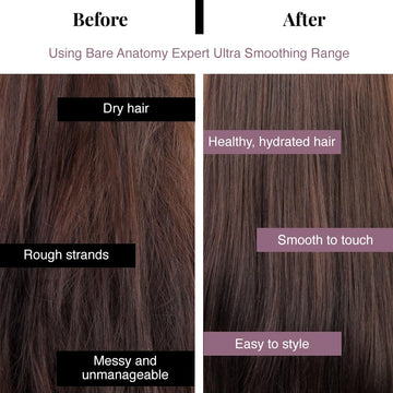 Bare Anatomy application scene showing easy smoothing routine for frizz control.