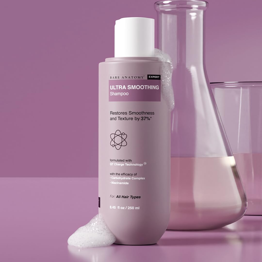 Bare Anatomy Champú Ultra Alisador textura suave en cabellos secos.