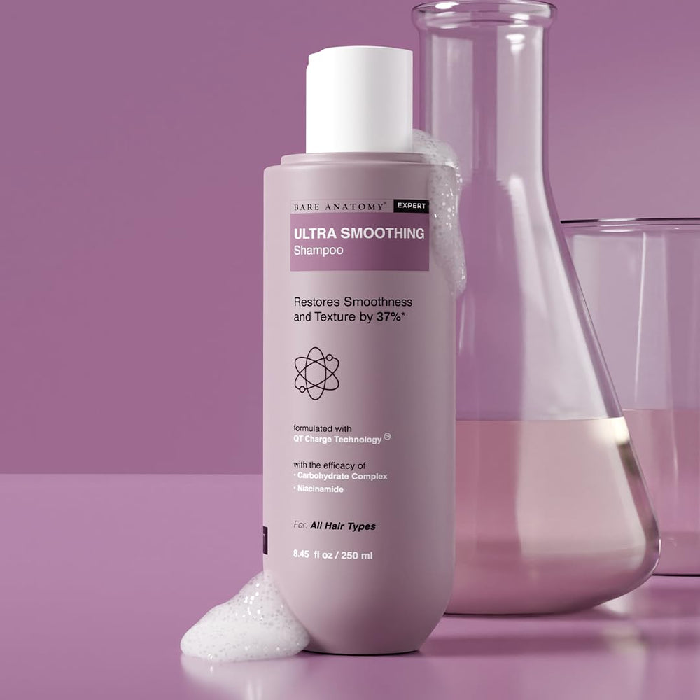 Bare Anatomy Champú Ultra Alisador textura suave en cabellos secos.
