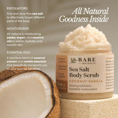 Bare Botanics mezcla exfoliante con cuchara de madera para dosificación precisa