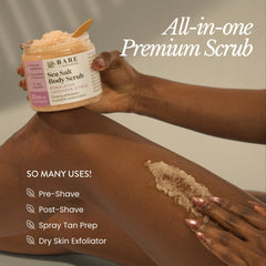 Bare Botanics textura de sal marina ofrece exfoliación suave y efectiva.