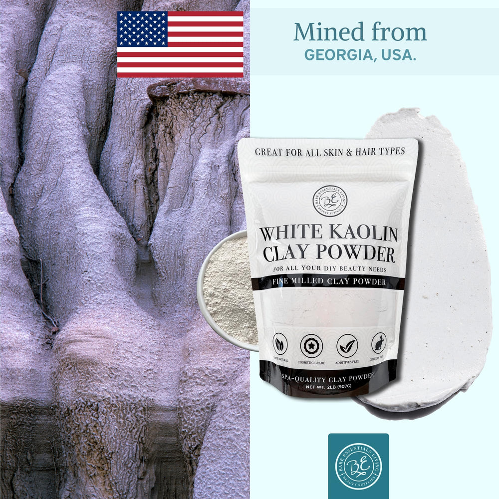 Uso de arcilla kaolin en rutina de cuidado de piel de Bare Essentials Living.
