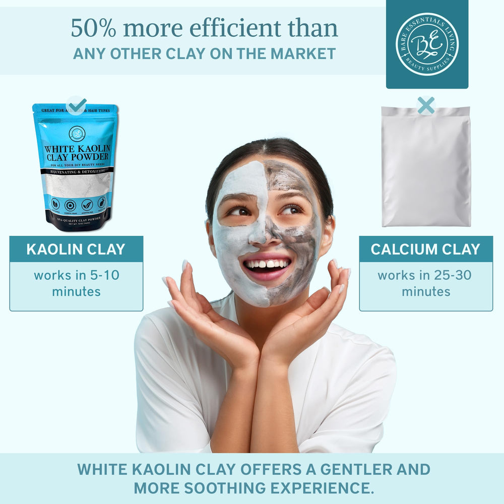 Bare Essentials Living Kaolín Blanco polvo corporal para uso diario.