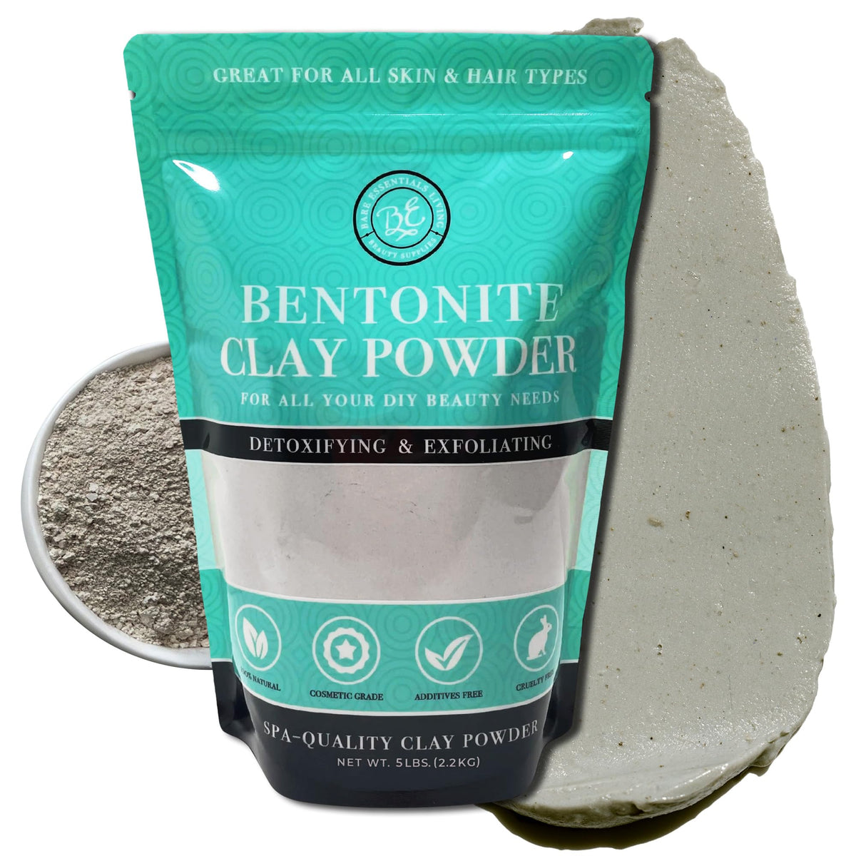 Bare Essentials Living poudre bentonite: masque visage nettoyant en profondeur et équilibre le sébum