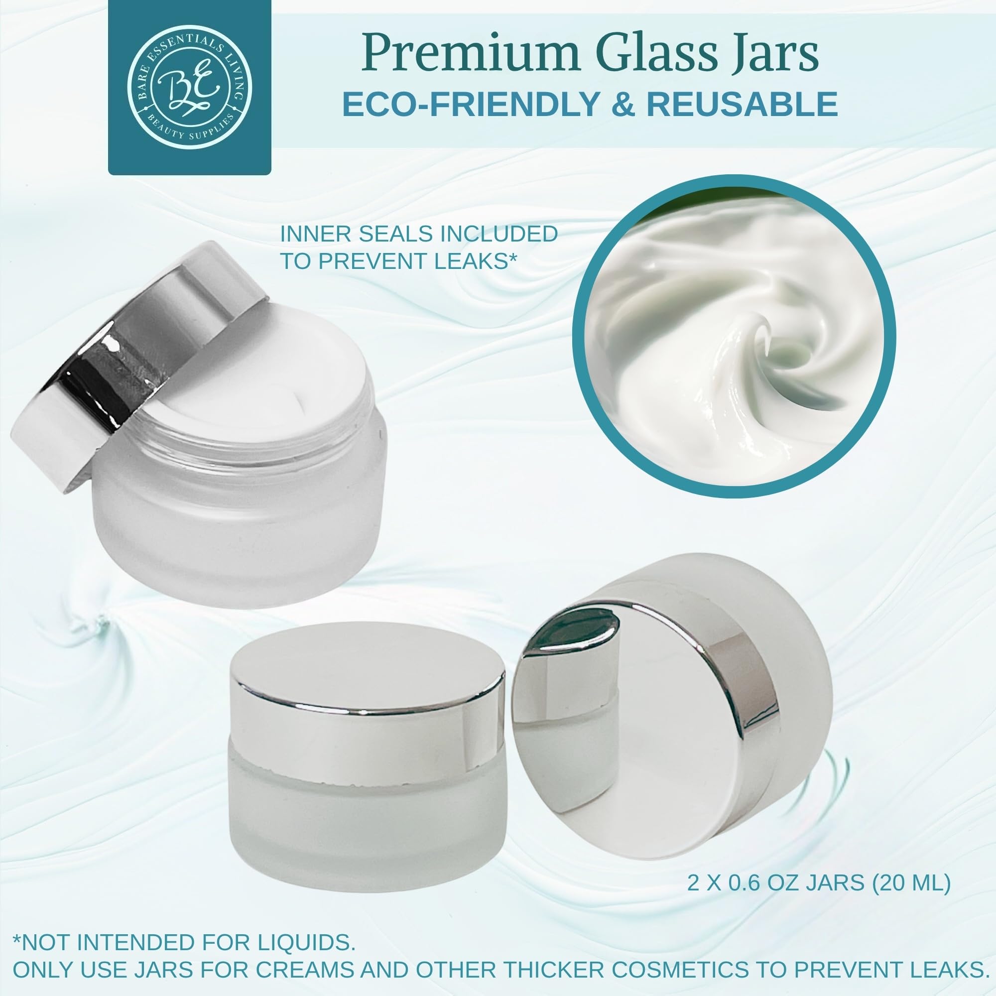 Tarros vidrio 0-6oz Bare Essentials Living para cremas