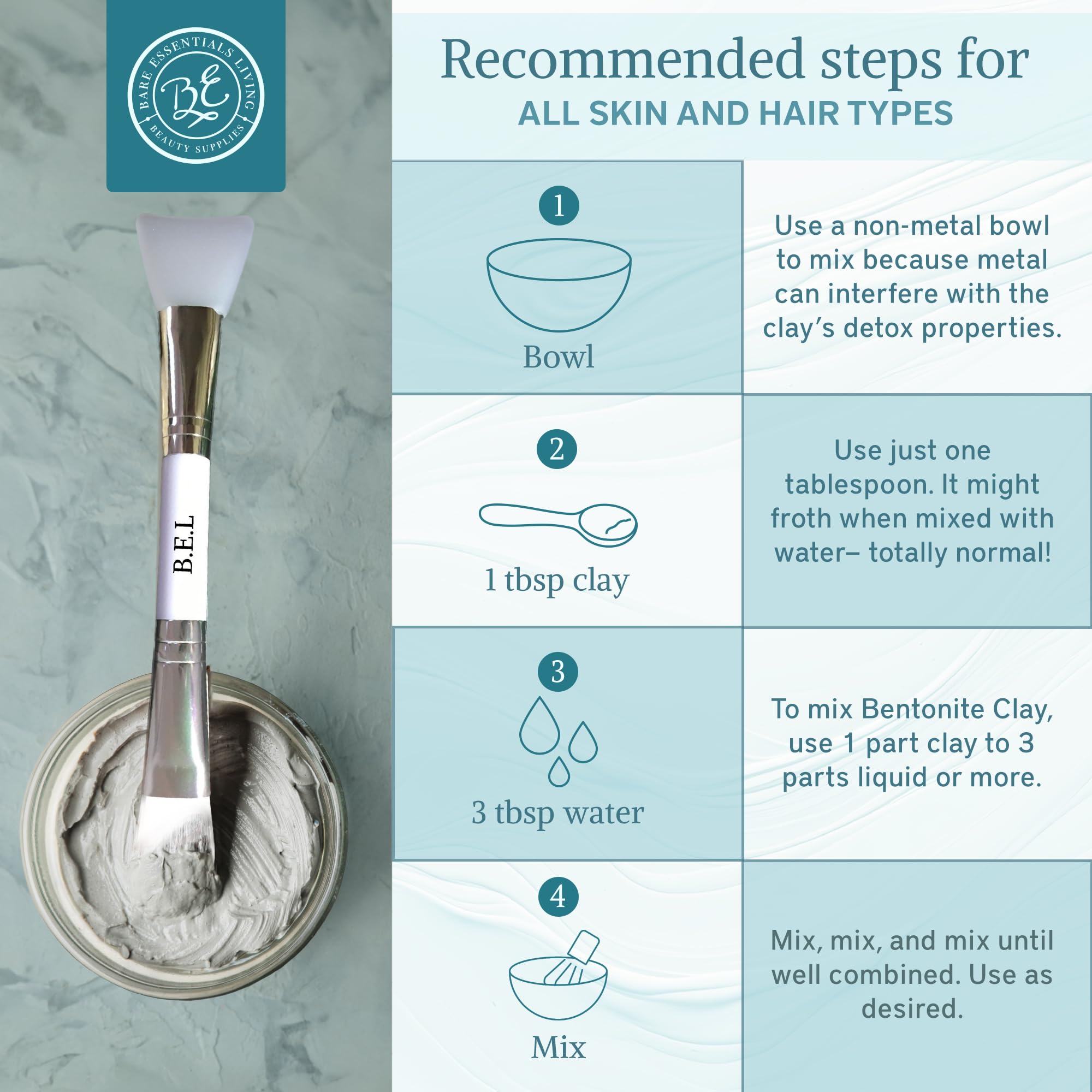 Bare Essentials Living utilisations beauté maison argile: masque, bain et soins polyvalents