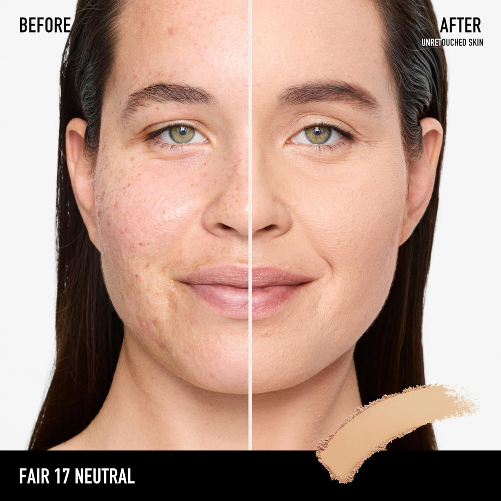 BareMinerals BarePro 24HR, aplicador-esponja incluido para retoques rápidos.