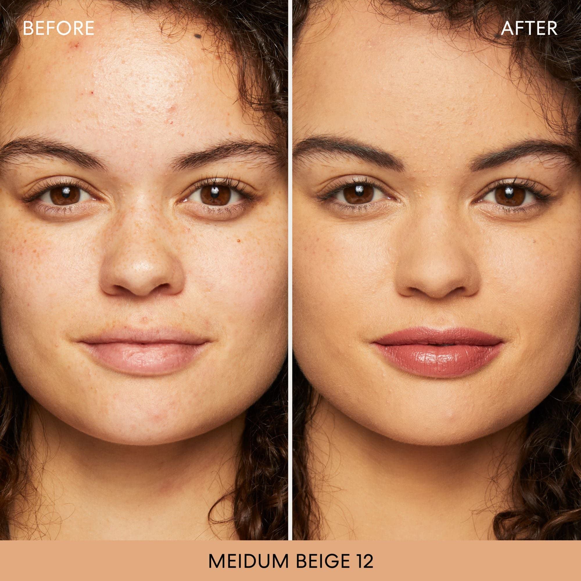 bareMinerals tono 12 beige medio, muestra de color natural para piel.