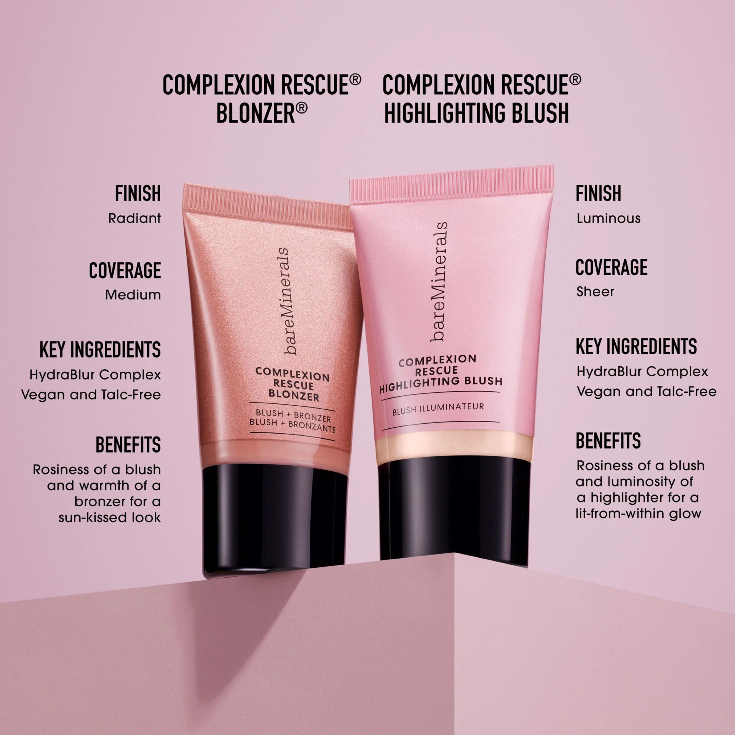 El tono rosado-bronce universal de BareMinerals se adapta a múltiples tonos.
