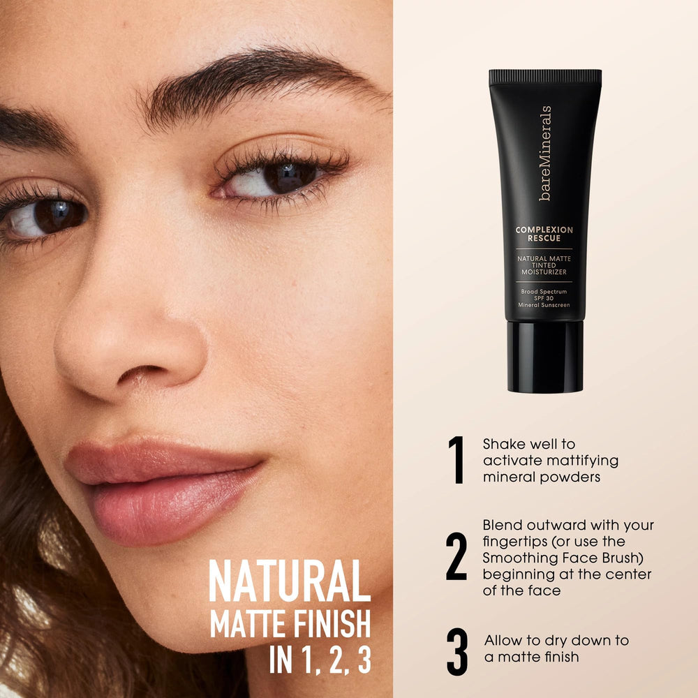 Probado por dermatólogos con bareMinerals Complexion Rescue.