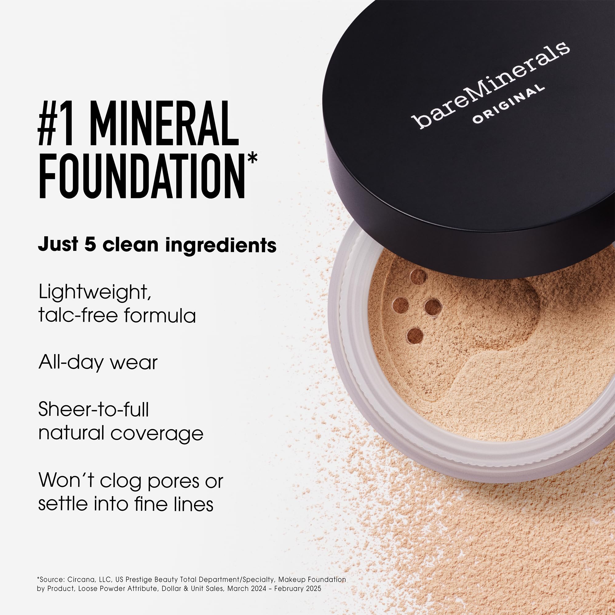 BareMinerals Deluxe Original Loose Foundation SPF 15, cobertura ajustable