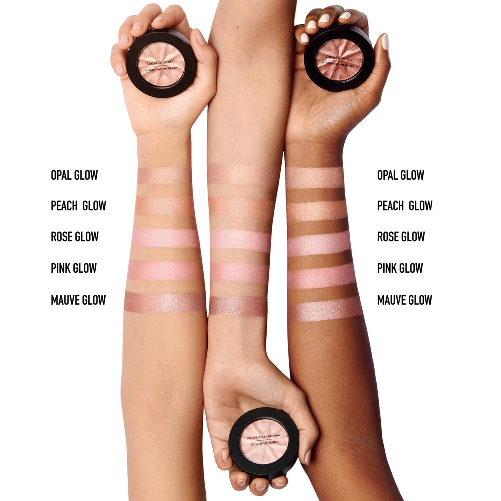 bareMinerals Gen Nude Iluminador Rubor Mauve Glow, microsferas minerales sedosas difuminan poros.