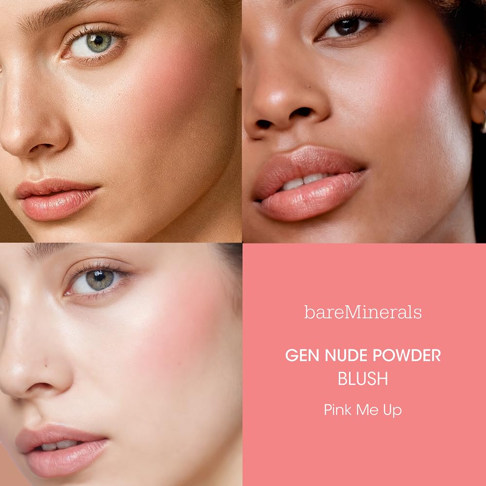 bareMinerals Gen Nude rubor en polvo Pink Me Up textura sedosa para difuminar