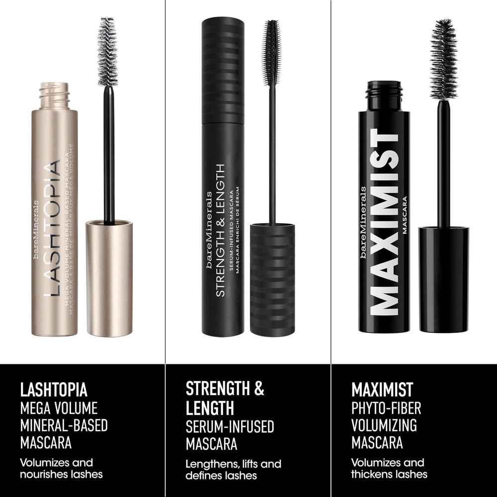 BareMinerals Lashtopia, apta para lentes de contacto; probada dermatológica y oftalmológicamente.