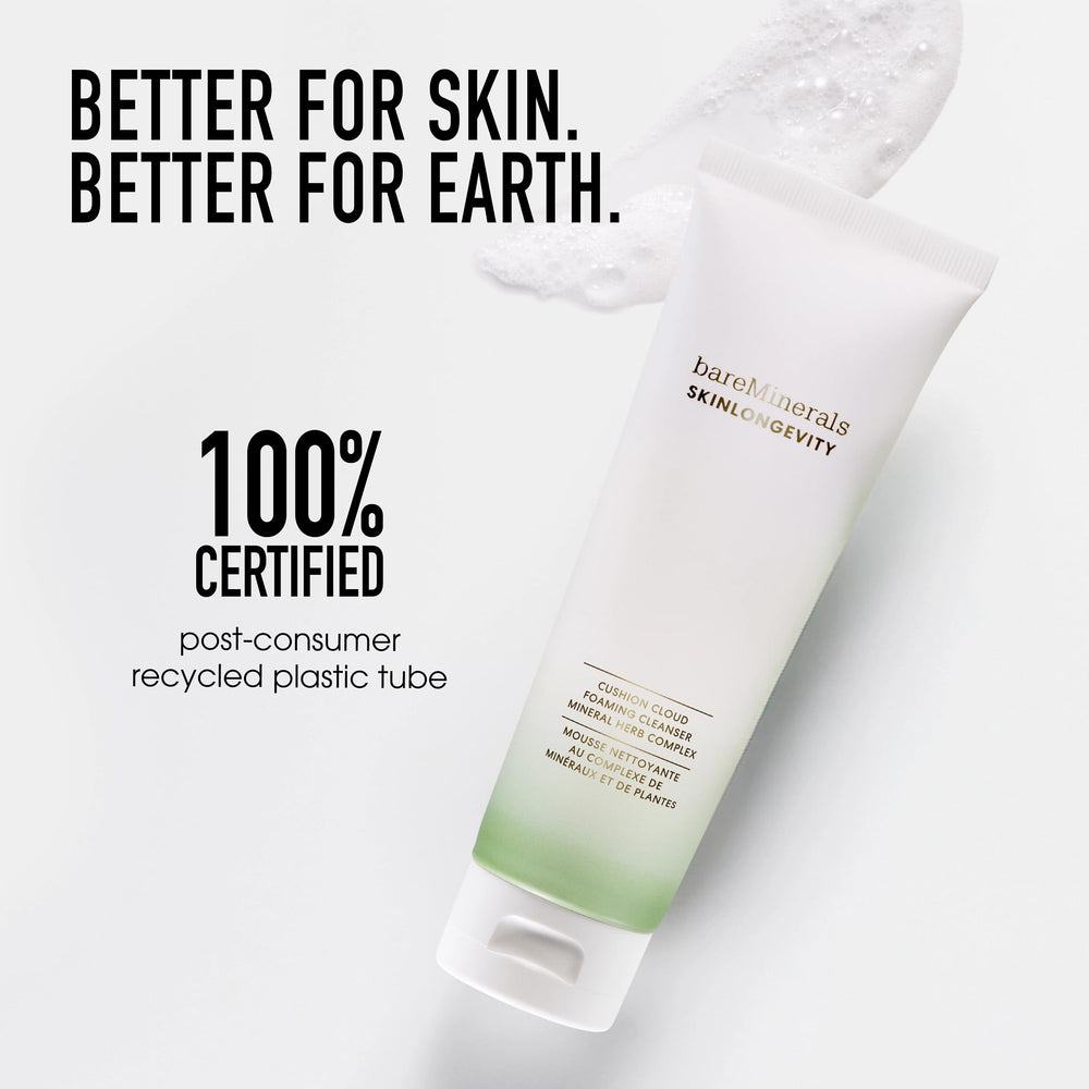 bareMinerals Skinlongevity sensación de barrera facial más suave tras el lavado